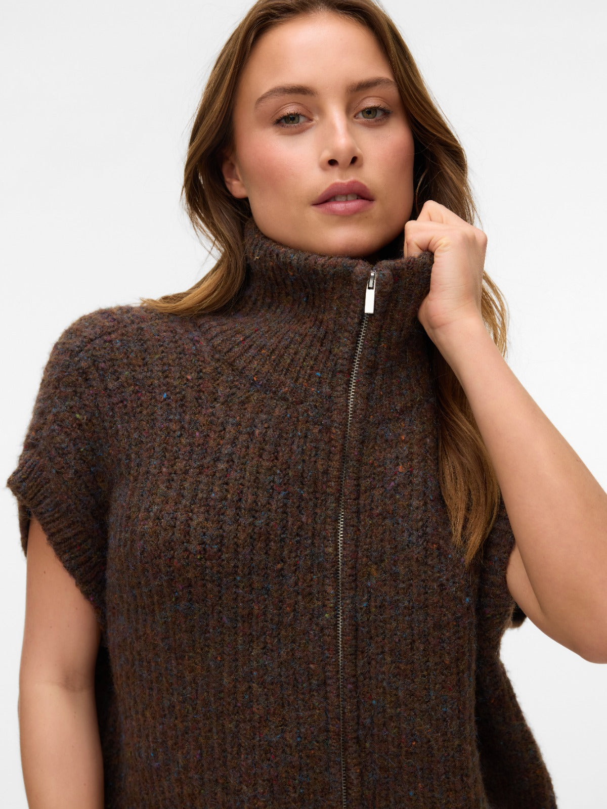 Salty High Neck Zipper Vest RUBY ROOM — free download