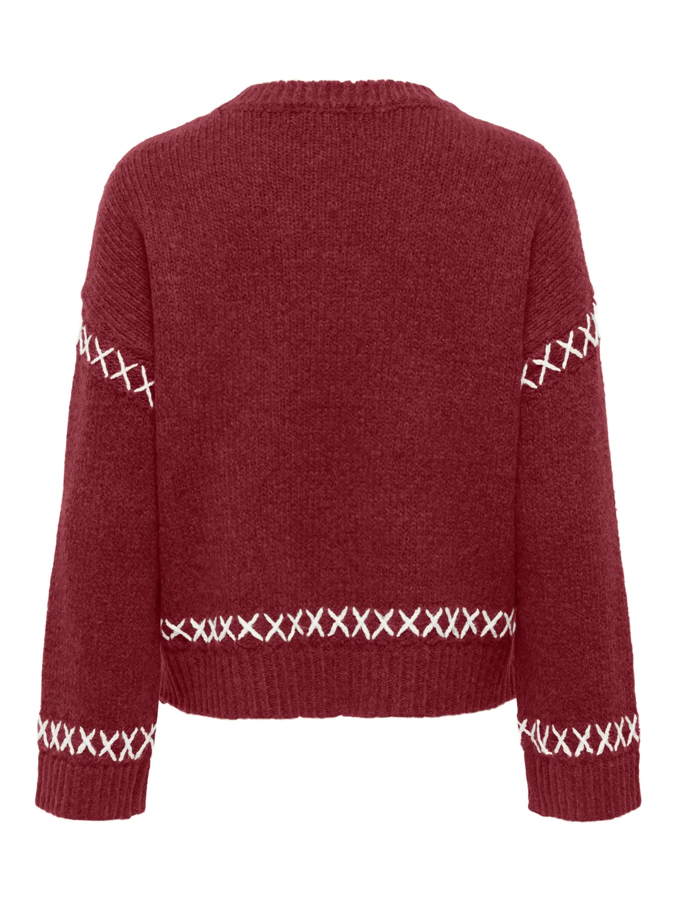 Amanda Wine Contrast Stitch Knit Pullover
