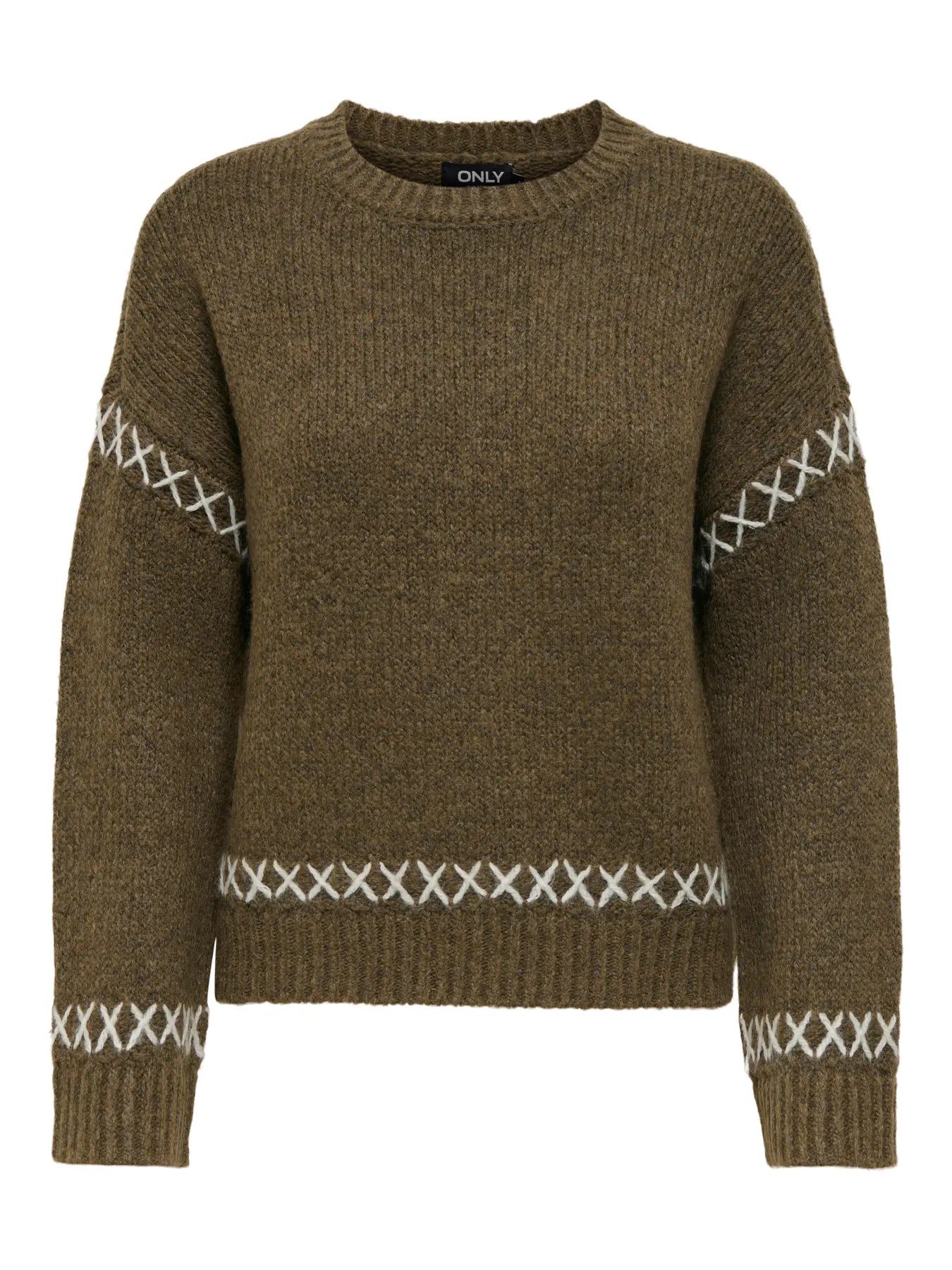 Amanda Brown Contrast Stitch Knit Pullover