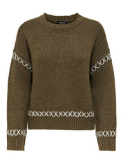 Amanda Brown Contrast Stitch Knit Pullover