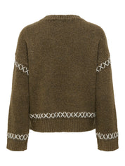 Amanda Brown Contrast Stitch Knit Pullover