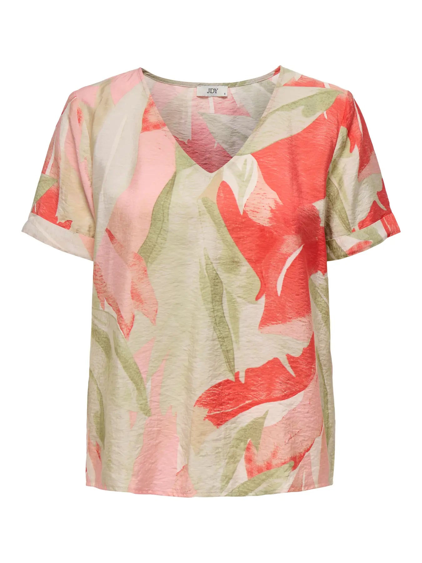 Camille V-neck Tee/Blouse Coral