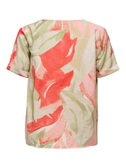 Camille V-neck Tee/Blouse Coral