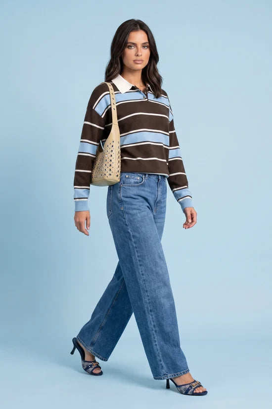 Dawn Stripe Polo Jumper