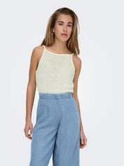 Miami Cream Knit High Neck Vest