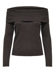 Katia Brown Off-the-shoulder Knit Top