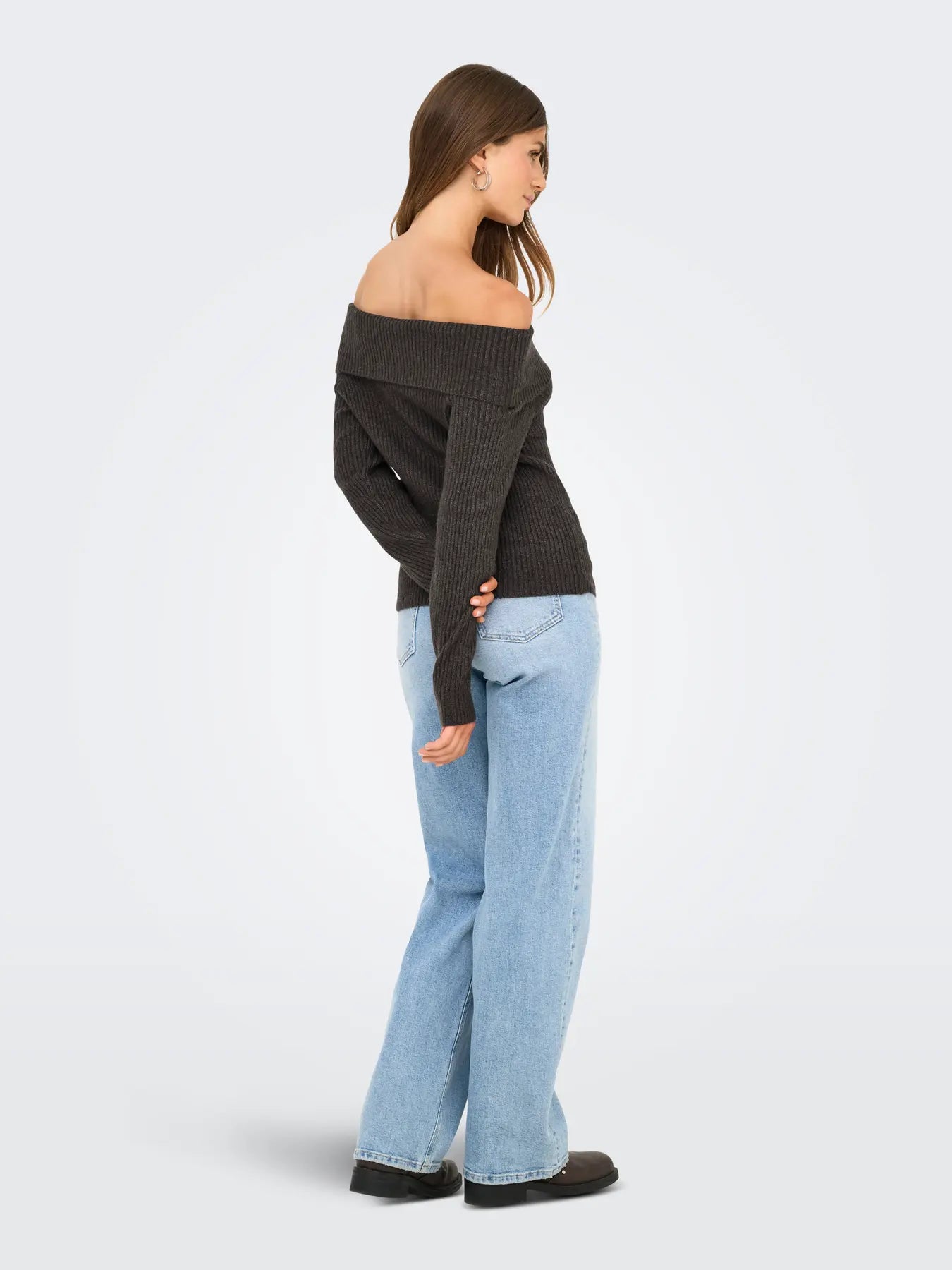 Katia Brown Off-the-shoulder Knit Top