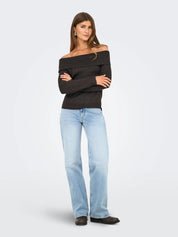 Katia Brown Off-the-shoulder Knit Top