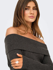 Katia Brown Off-the-shoulder Knit Top