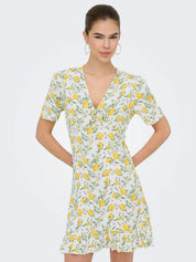 Molly Lemon Print Mini Dress