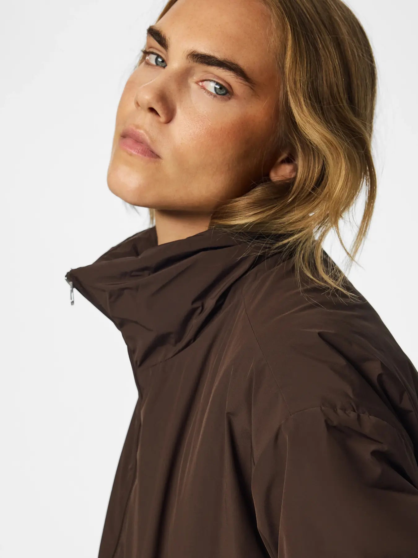 Sif Funnel Neck Bomber Jacket Brown