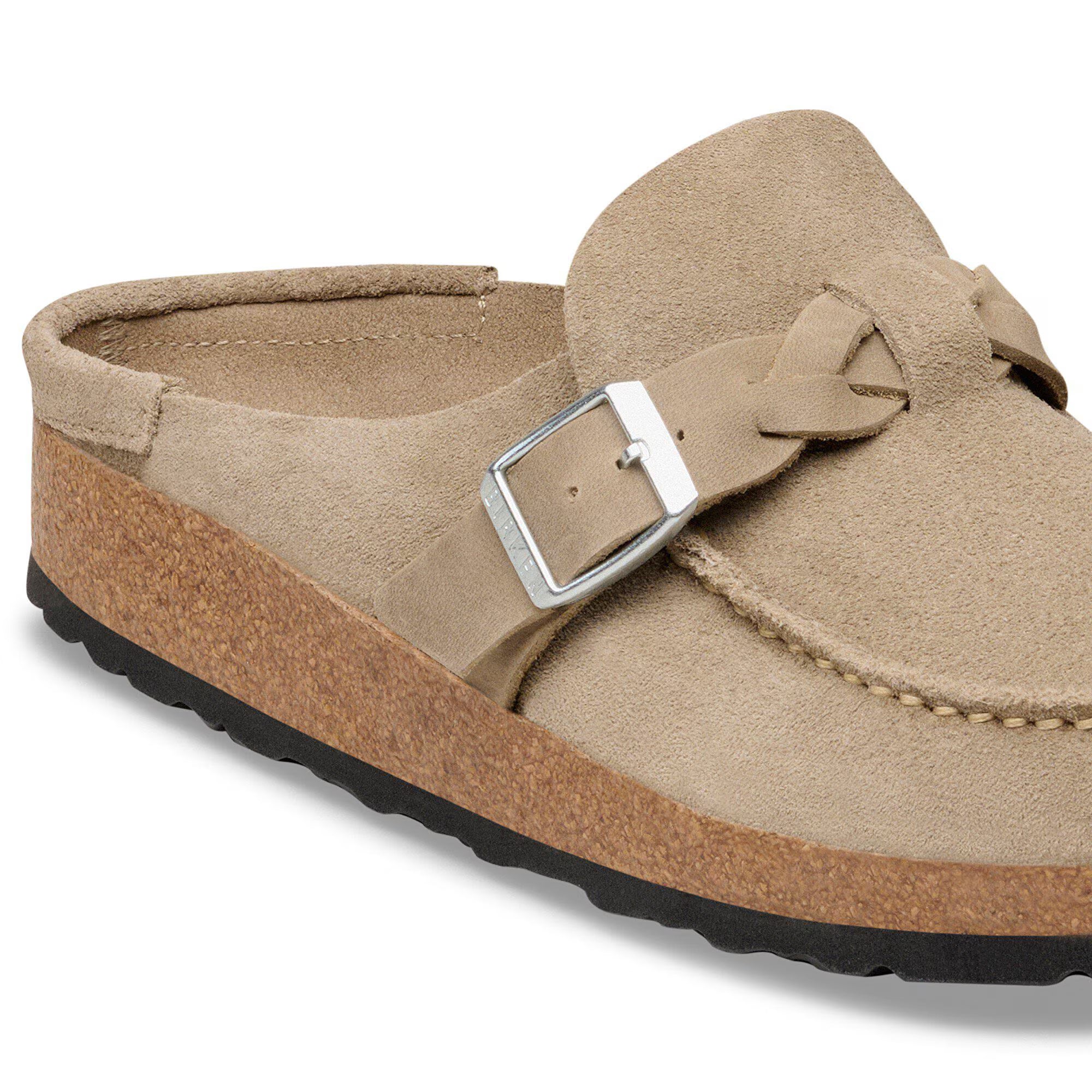 Birkenstock Buckley Braided Suede Clog  Taupe
