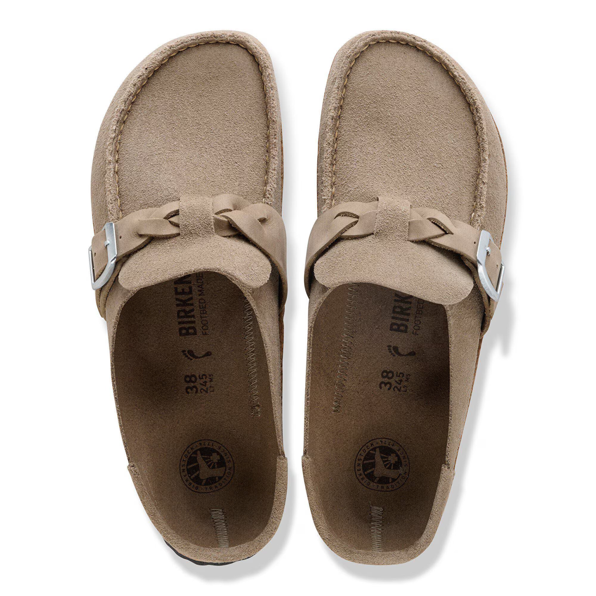 Birkenstock Buckley Braided Suede Clog  Taupe