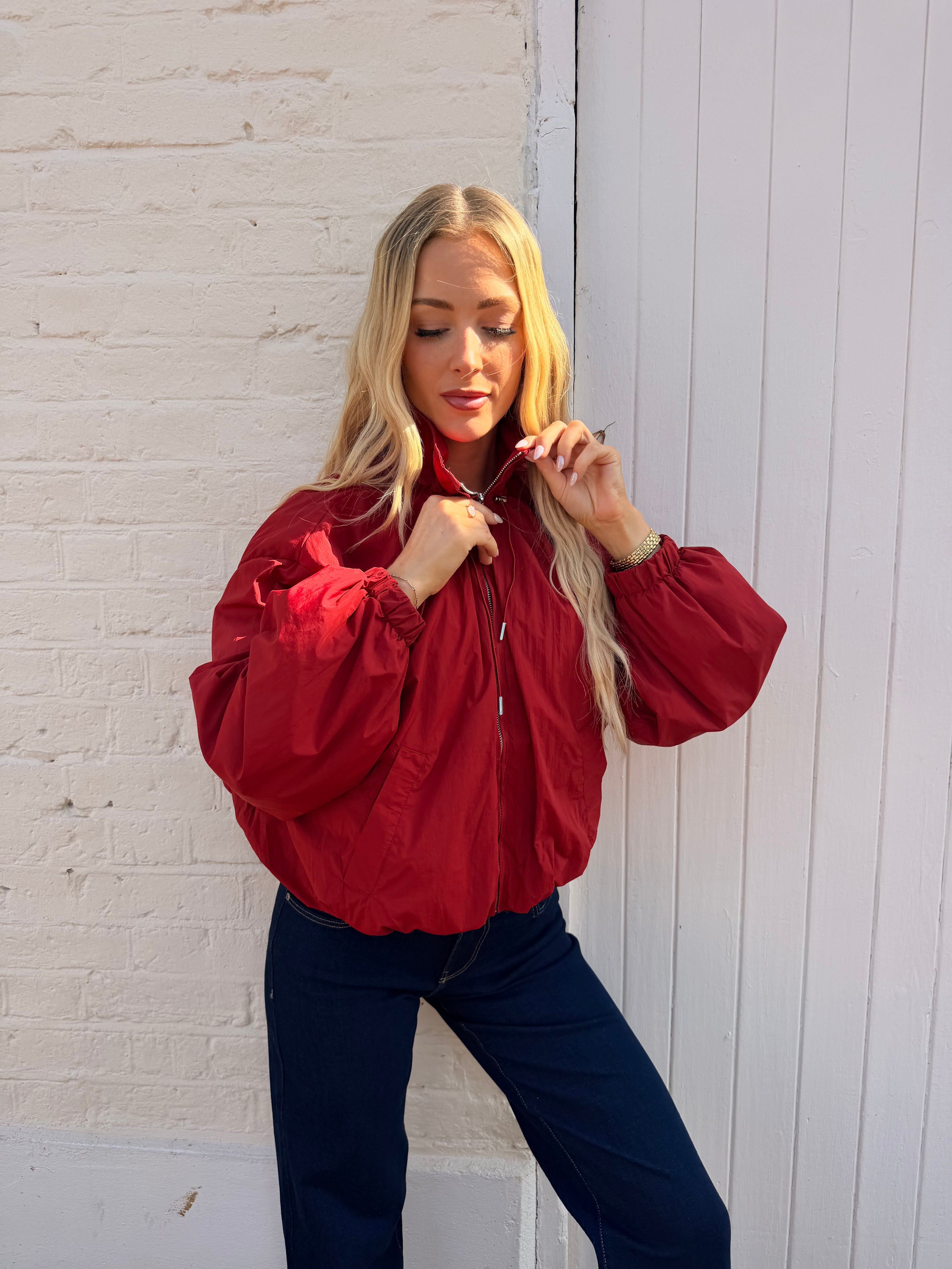 Lily Red Bomber Jacket