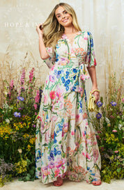 Hope & Ivy The Michelle, Flutter Sleeve Maxi Wrap Dress