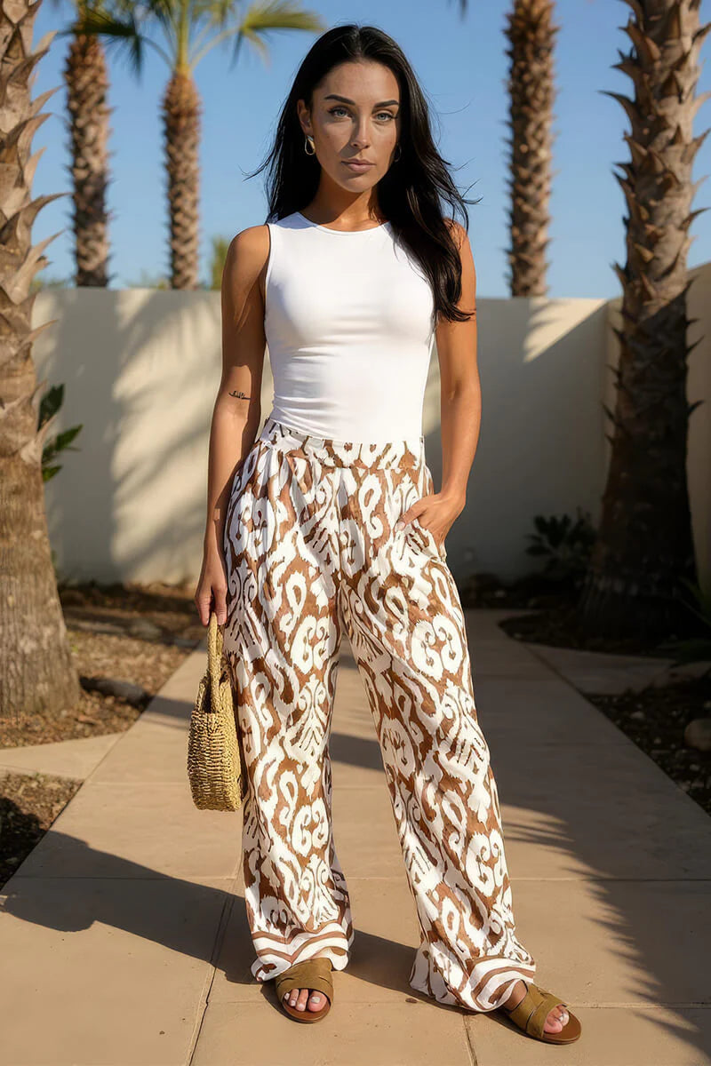 Lola Multi Abstract Print Wide Leg Trousers