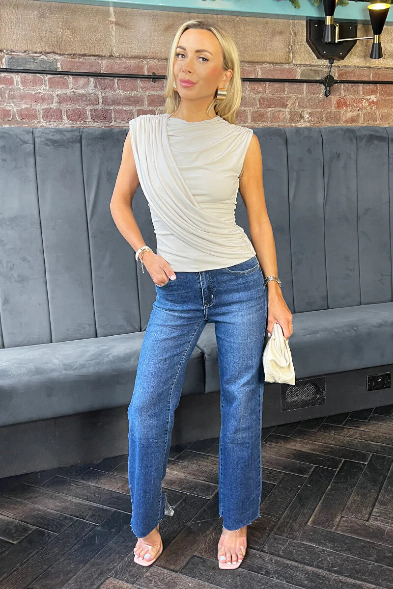 Rumi Cream Draped Front Top