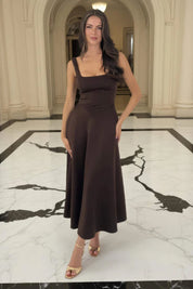 Rachel Brown Square Neck A-line Midi Dress