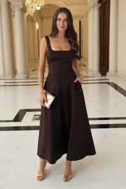 Rachel Brown Square Neck A-line Midi Dress