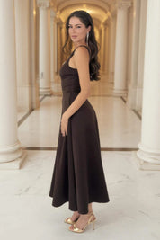 Rachel Brown Square Neck A-line Midi Dress