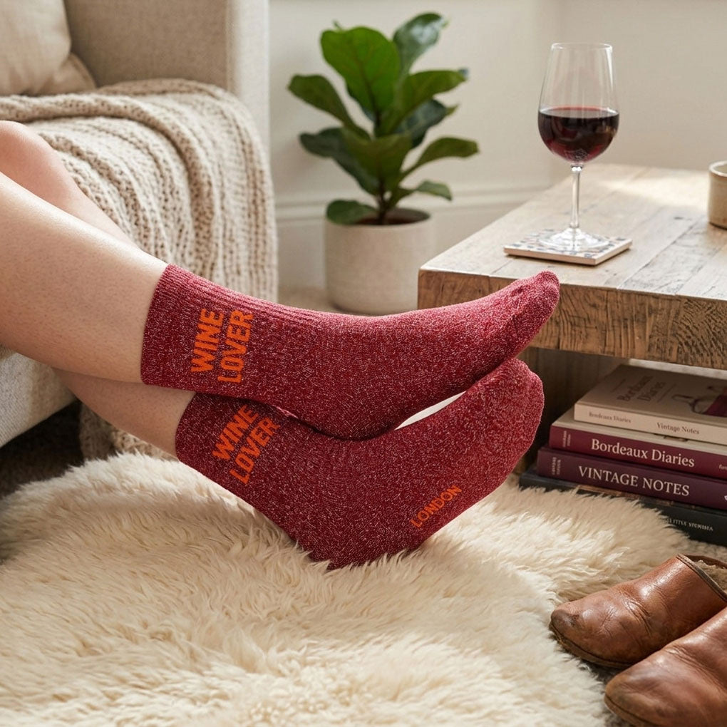 Statment Glitter Socks Wine Lover