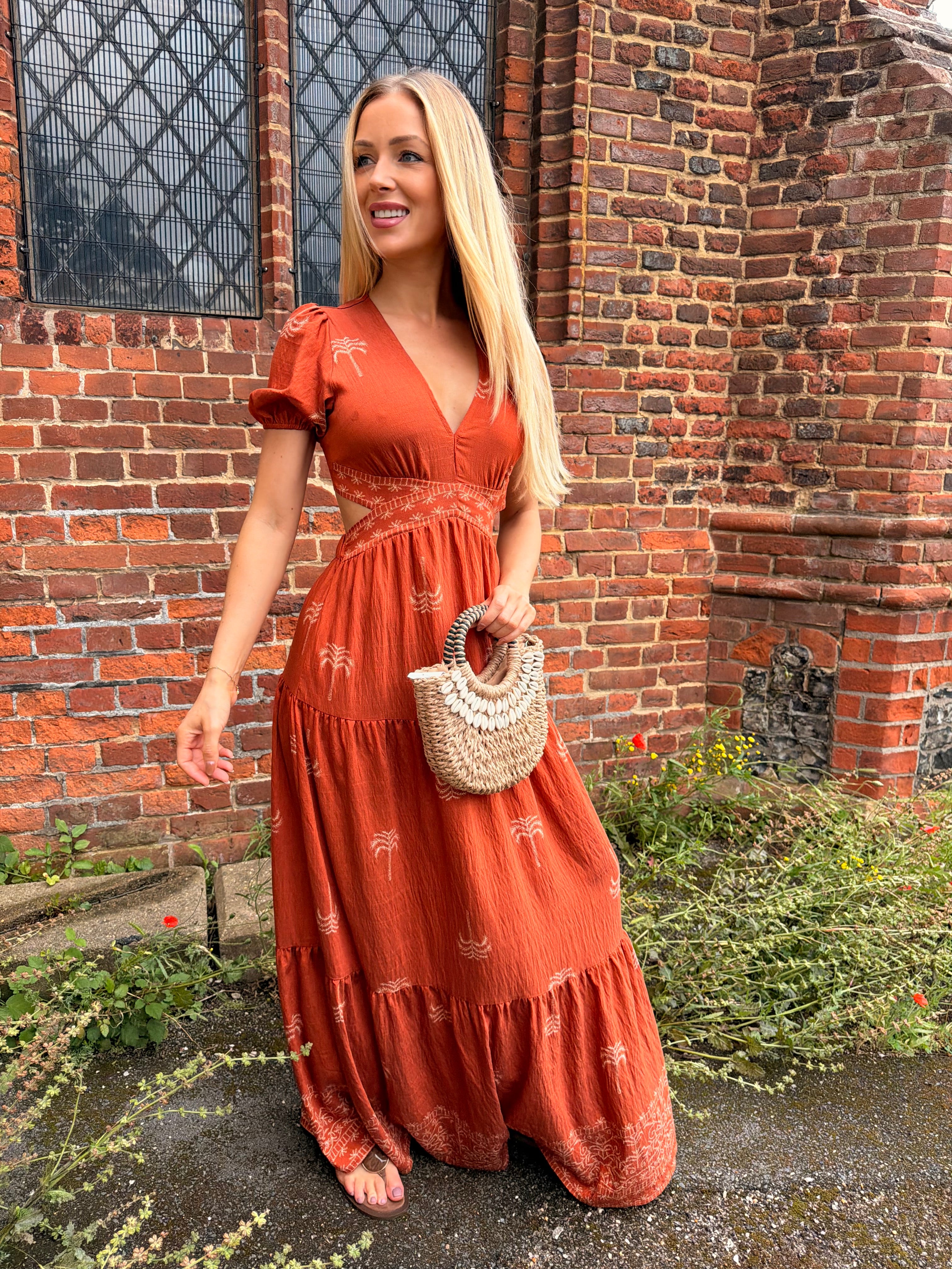 Romii V-neck Tie back Maxi Dress