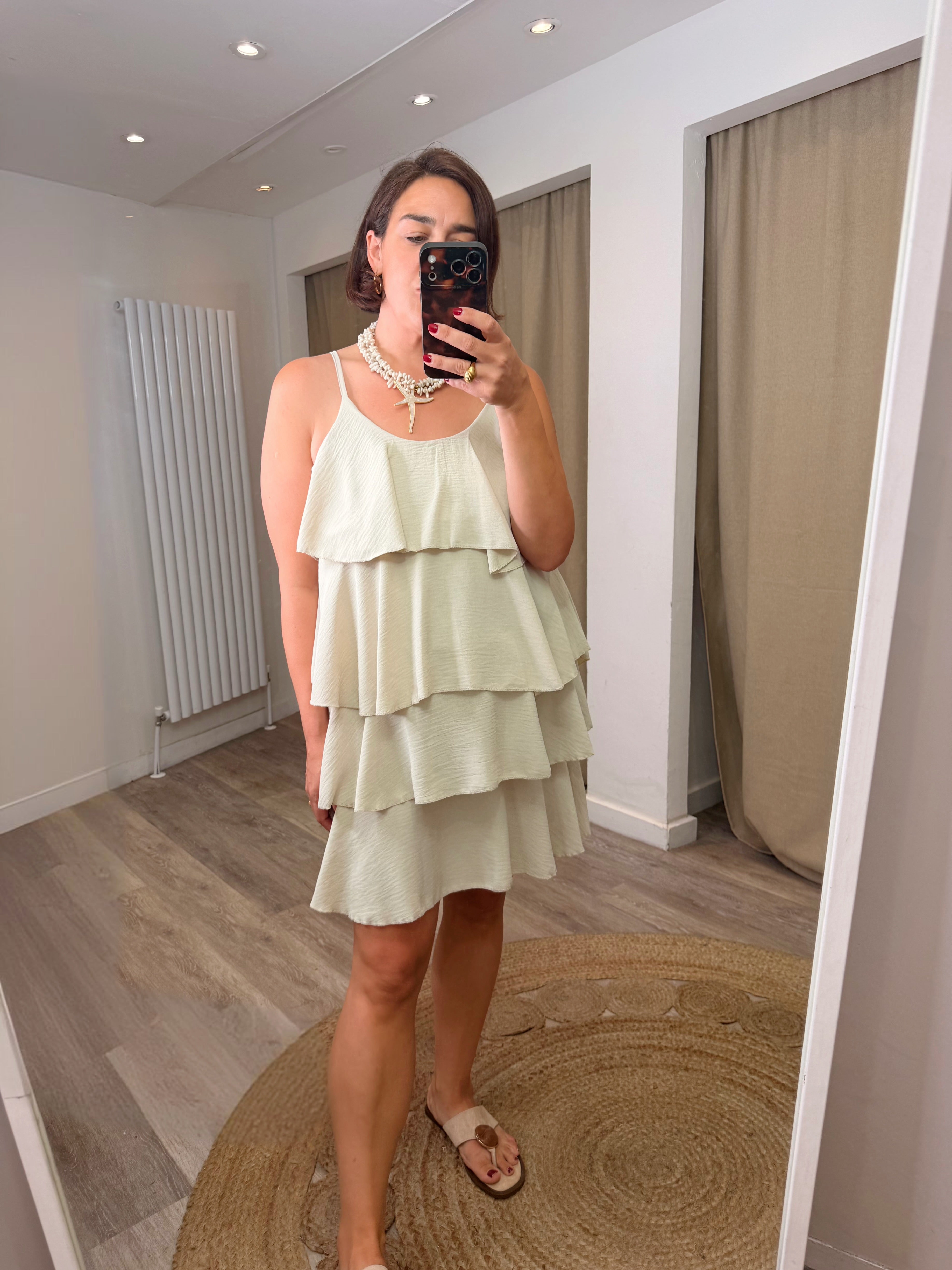 Sophie Beige Ruffle Dress