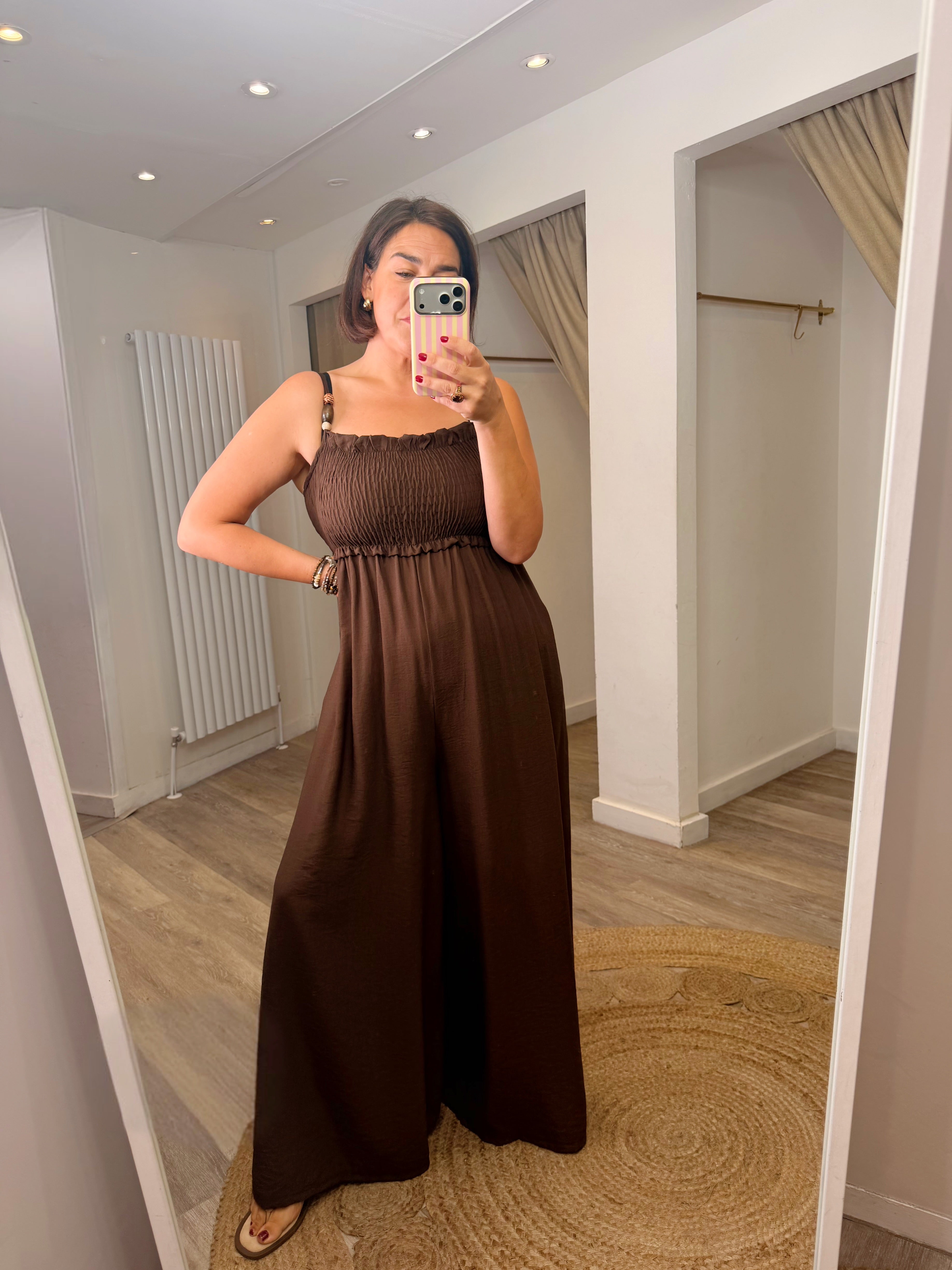 Emma Smock Wide Leg Beaded Jumpsuit