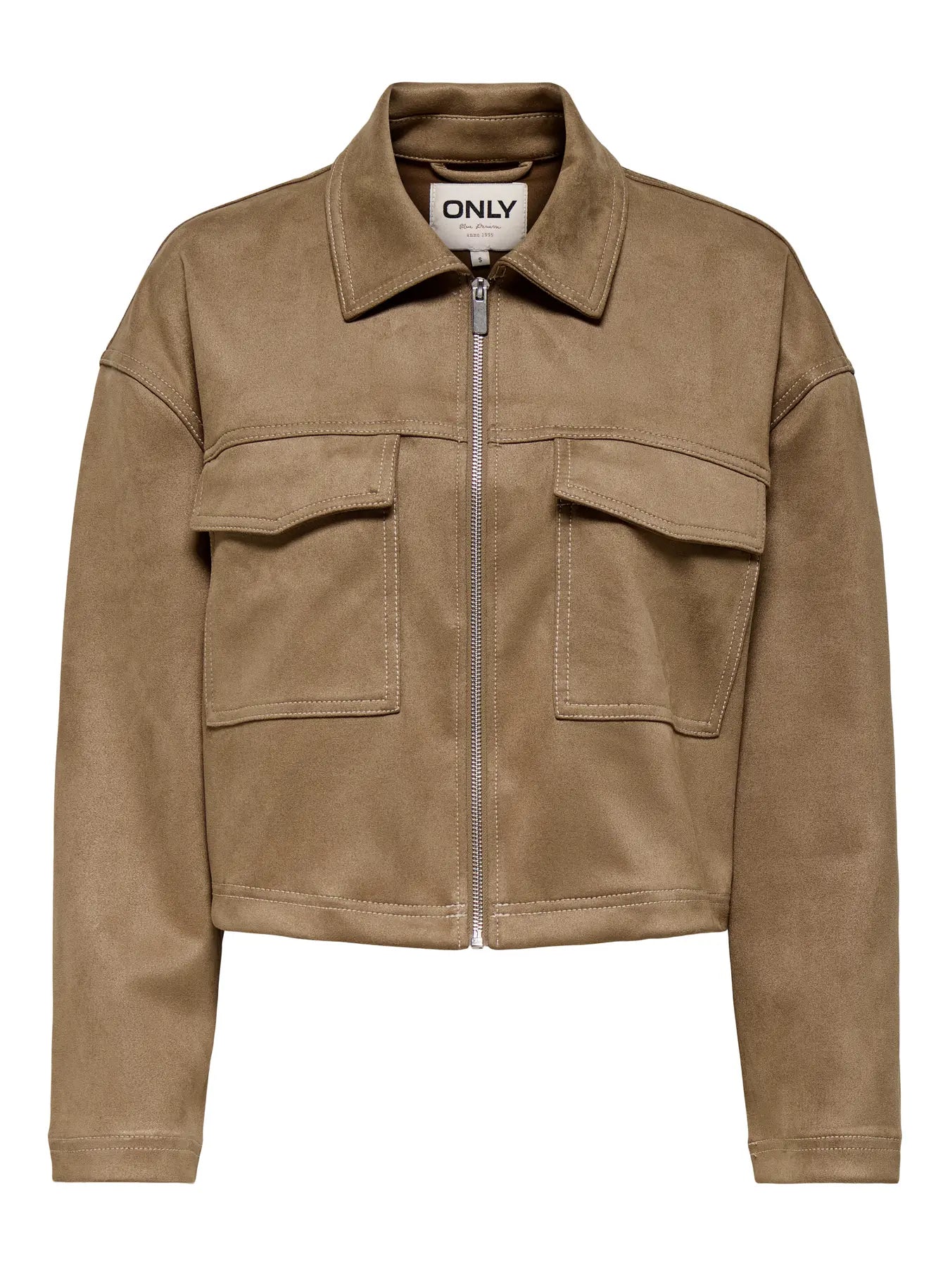 Only Stina Faux Suede Jacket in Tan/Taupe