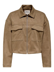 Only Stina Faux Suede Jacket in Tan/Taupe