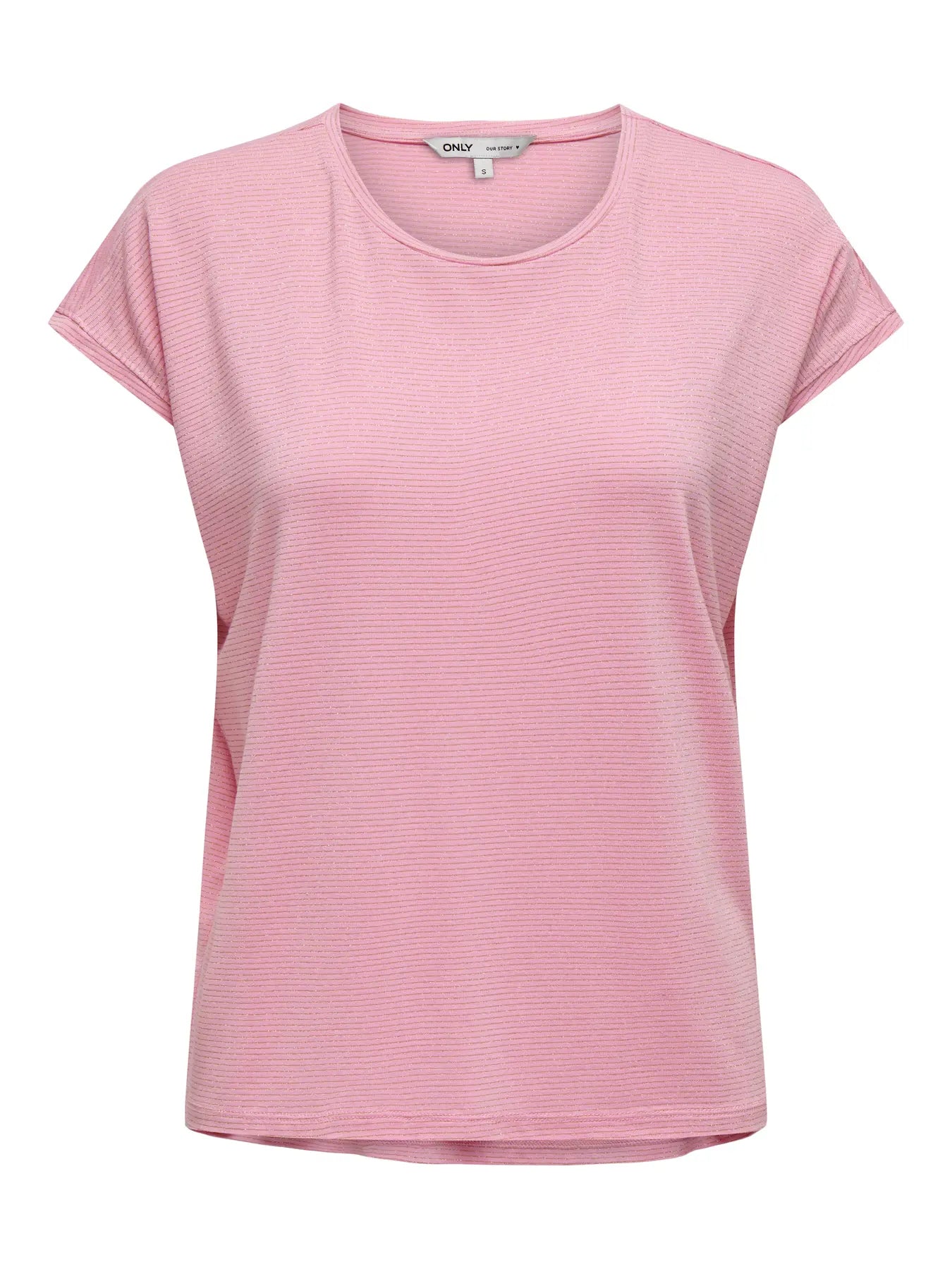 Claudia Lurex Stripe Tee Pink
