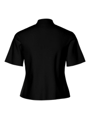 Marie O-Neck Split Front Top with Silver Buttons