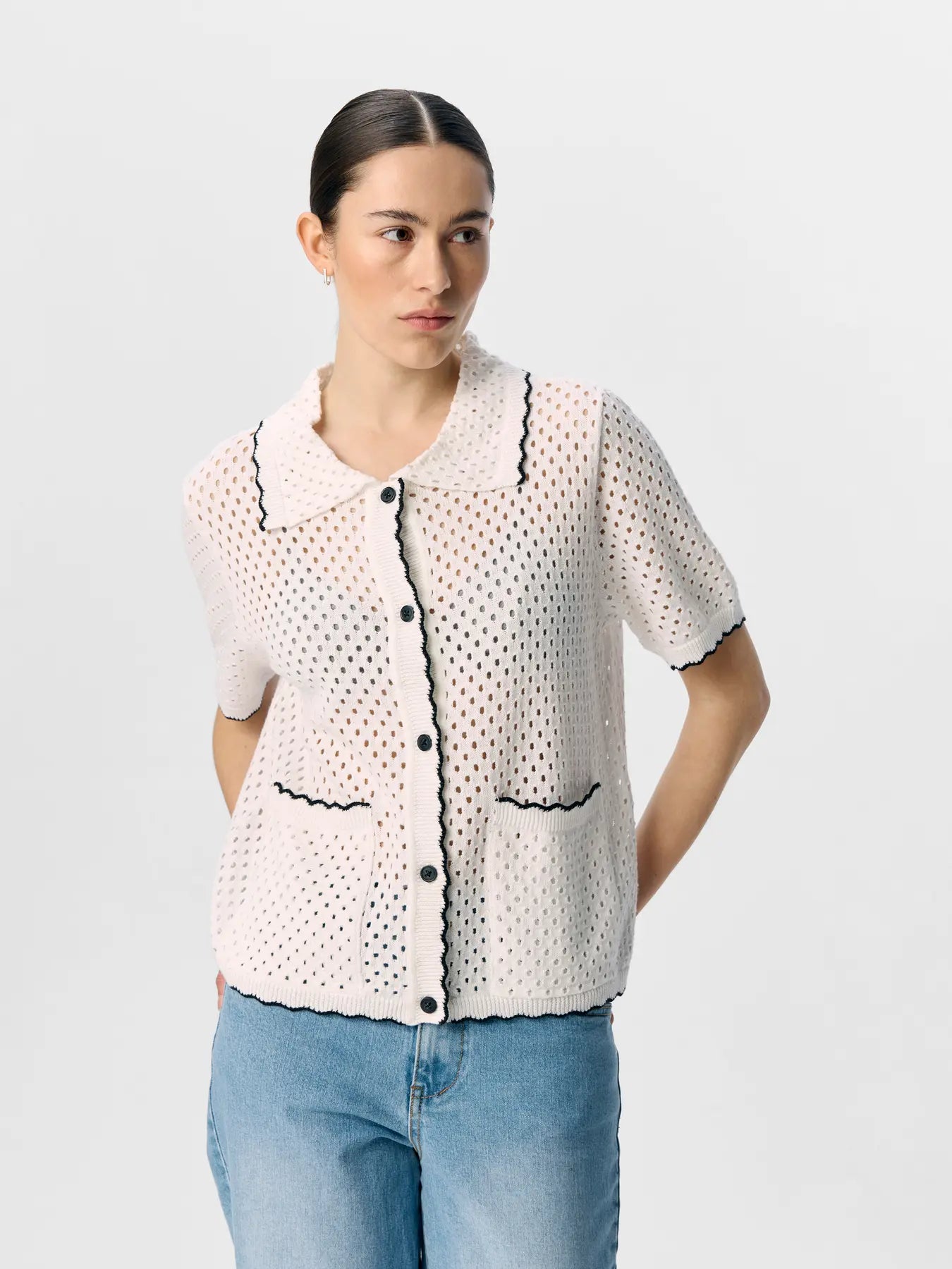 .object Lynel Contrast Stitch Short sleeve Cardigan