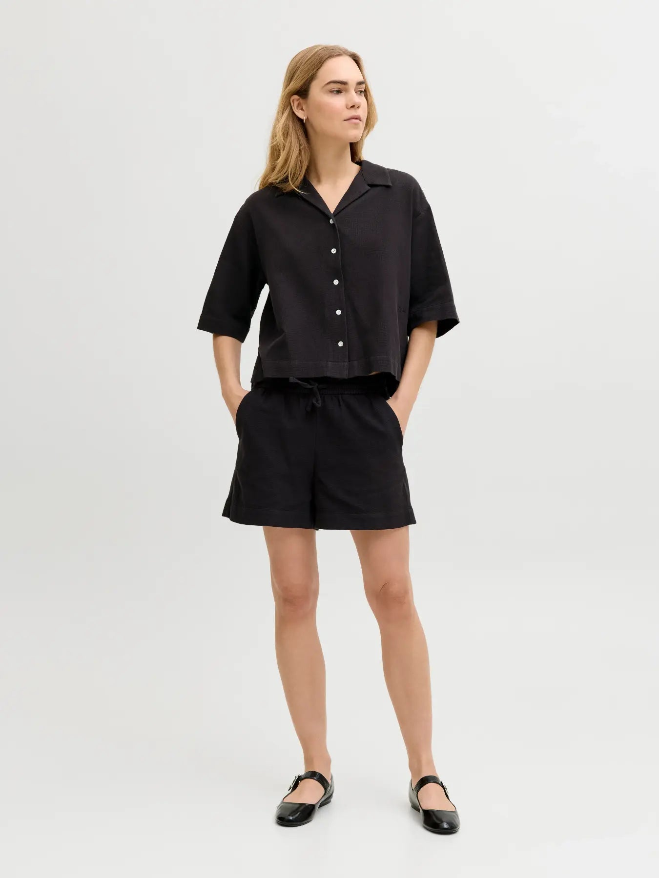 Global Waffle Resort Shirt Black