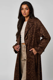 Jada Leopard Faux Suede Trench Coat