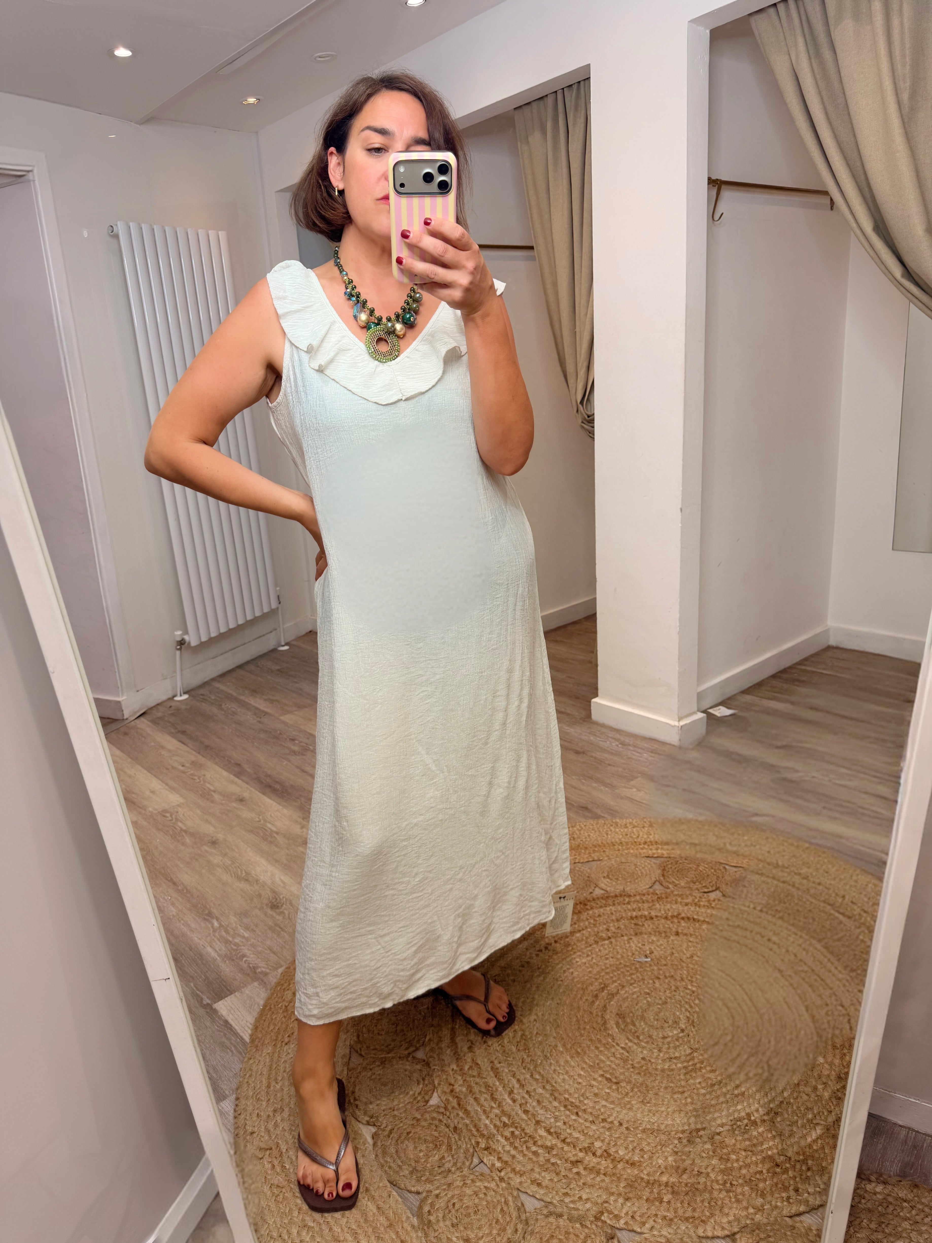 Lily V Neck Frill Midi Dress - 4 colours