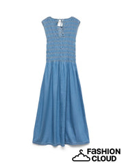 Nerina Denim Smocking Maxi Dress