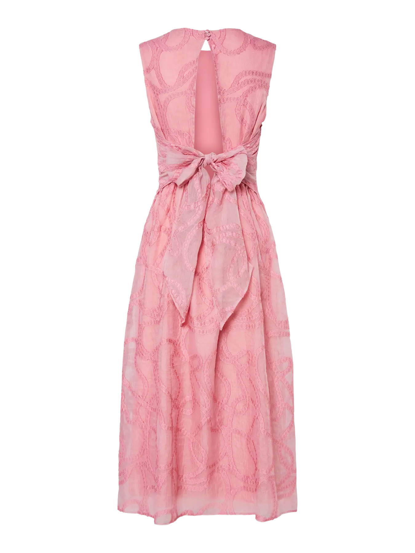 Skiro Pink Embroidered Bow Back Dress