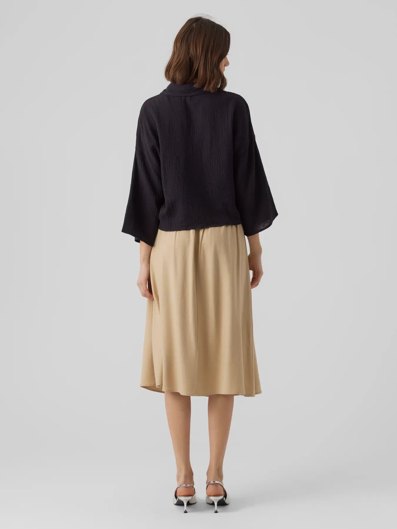 Natali Black Cheesecloth Short Shirt