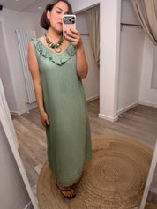 Lily V Neck Frill Midi Dress - 4 colours