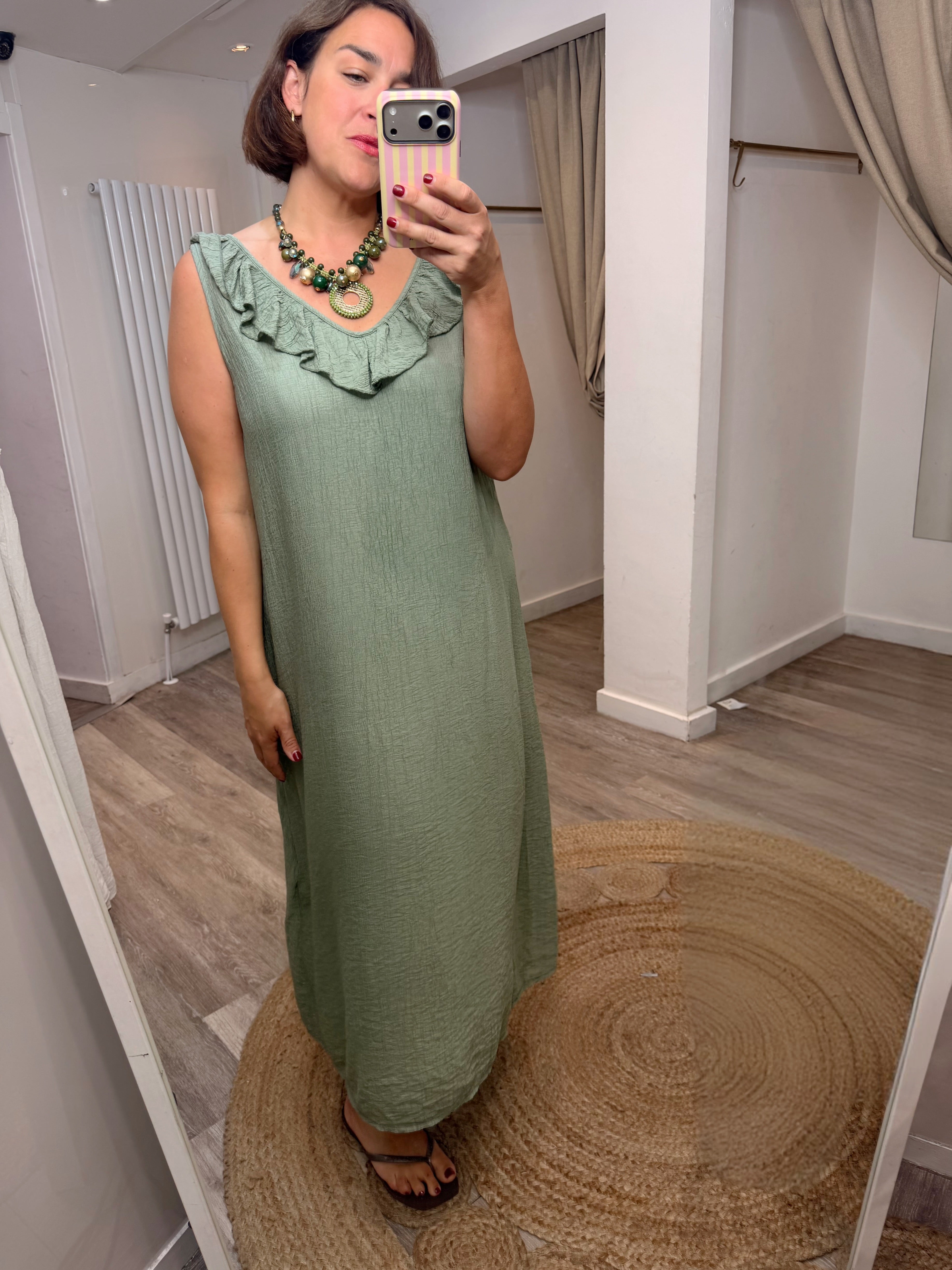 Lily V Neck Frill Midi Dress - 4 colours