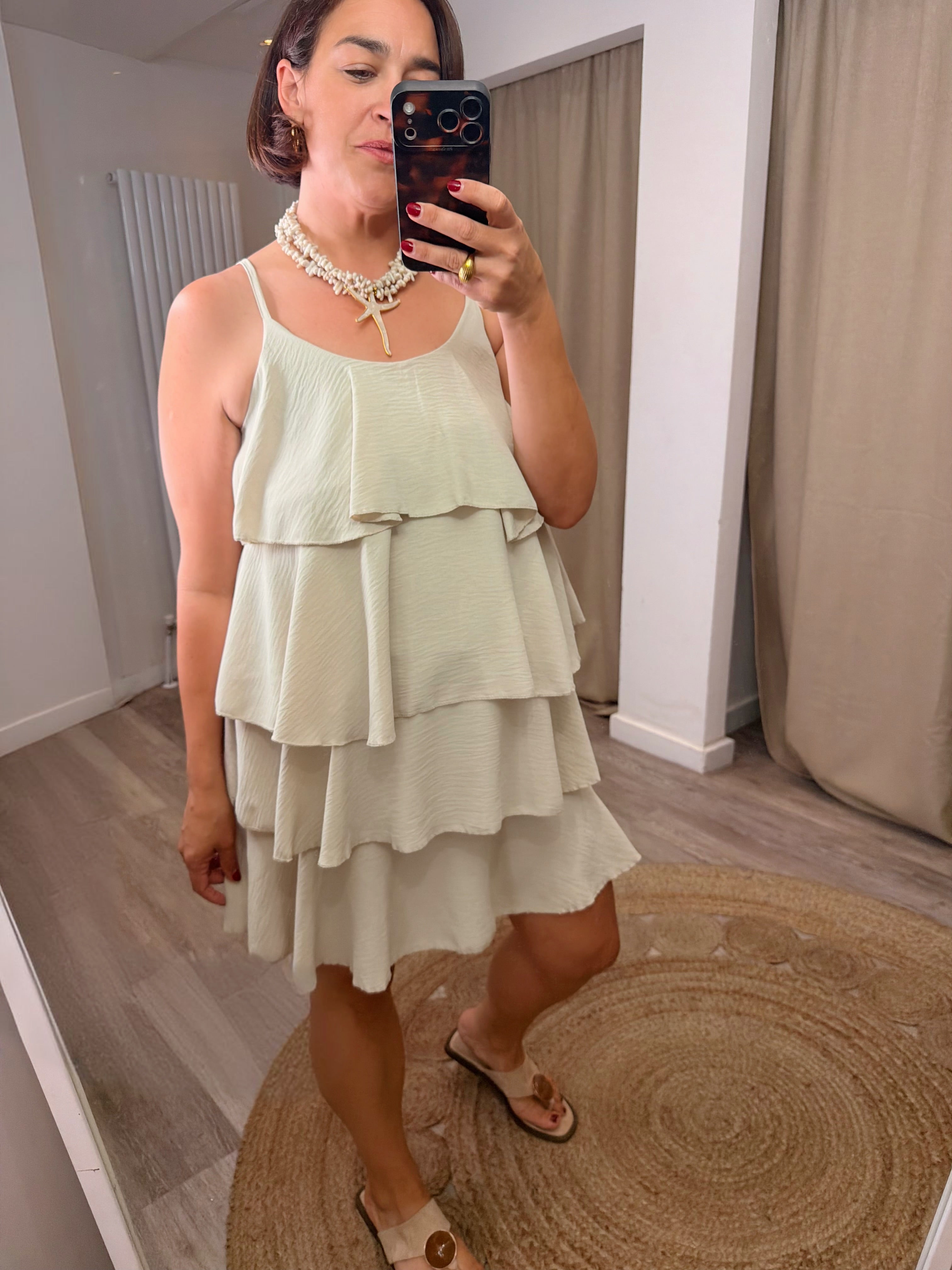 Sophie Beige Ruffle Dress
