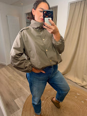 Jade Check Funnel Neck Jacket