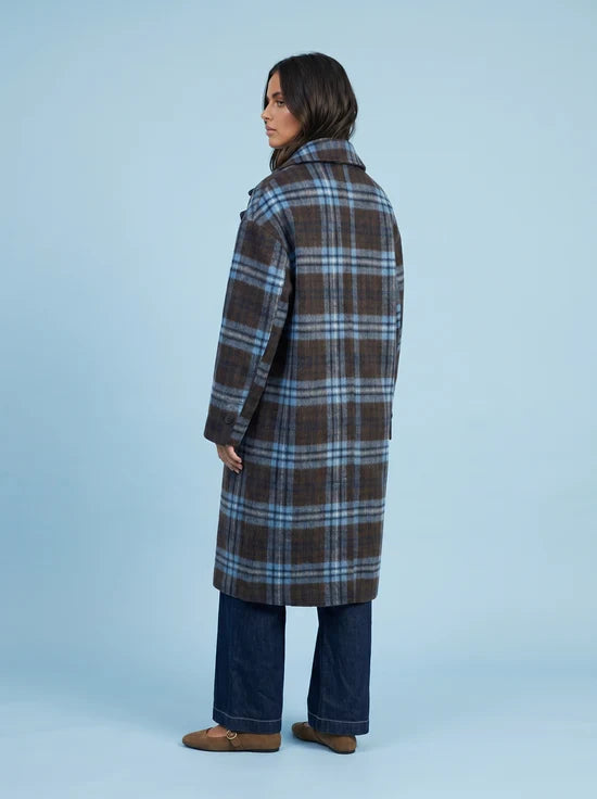 Palma Blue and Brown Check Coat