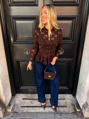 Alyson Lace Maderin Top Brown