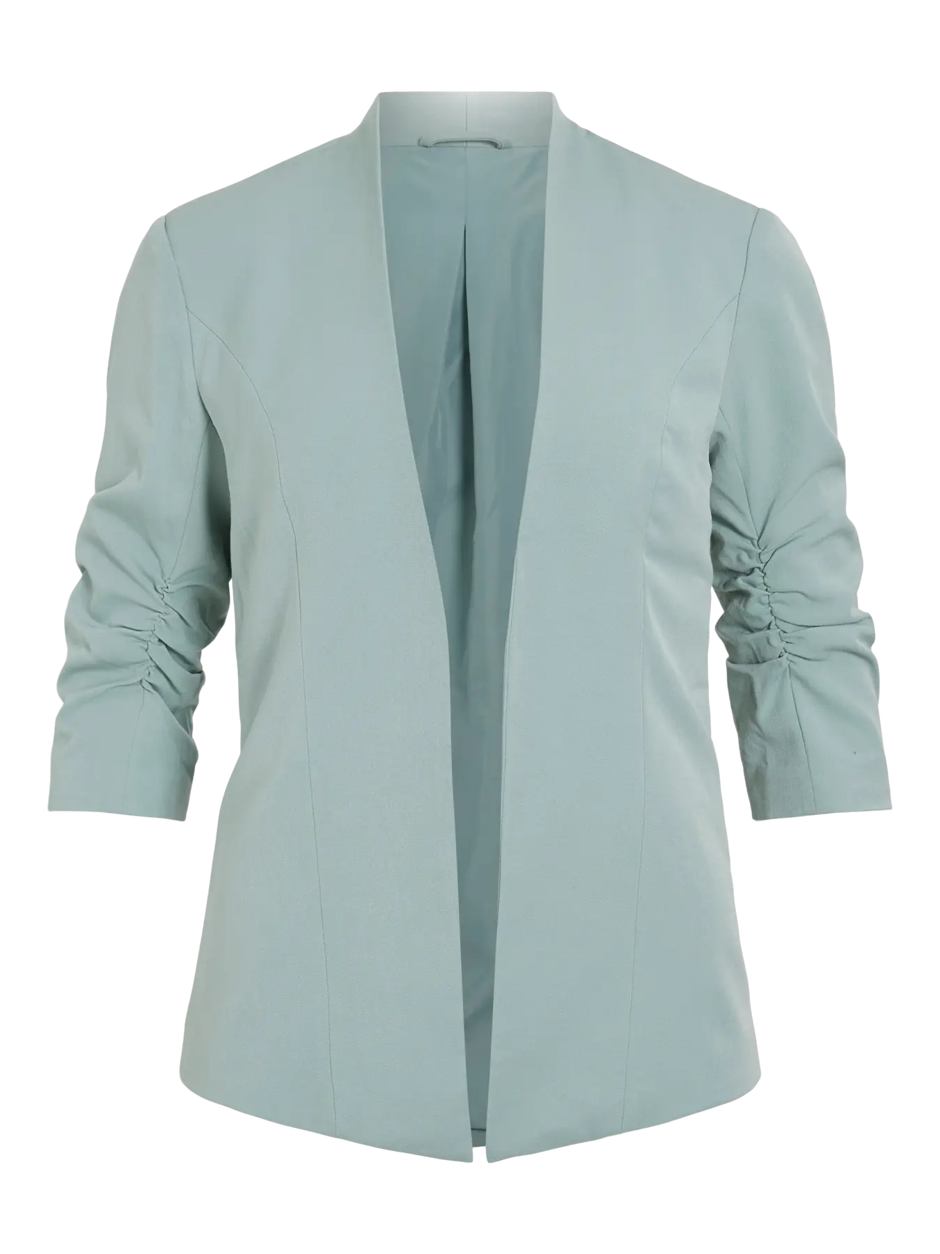 Her Blazer with Ruched Sleeves  Blue