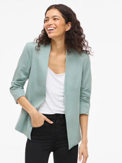 Her Blazer with Ruched Sleeves  Blue