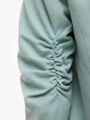 Her Blazer with Ruched Sleeves  Blue