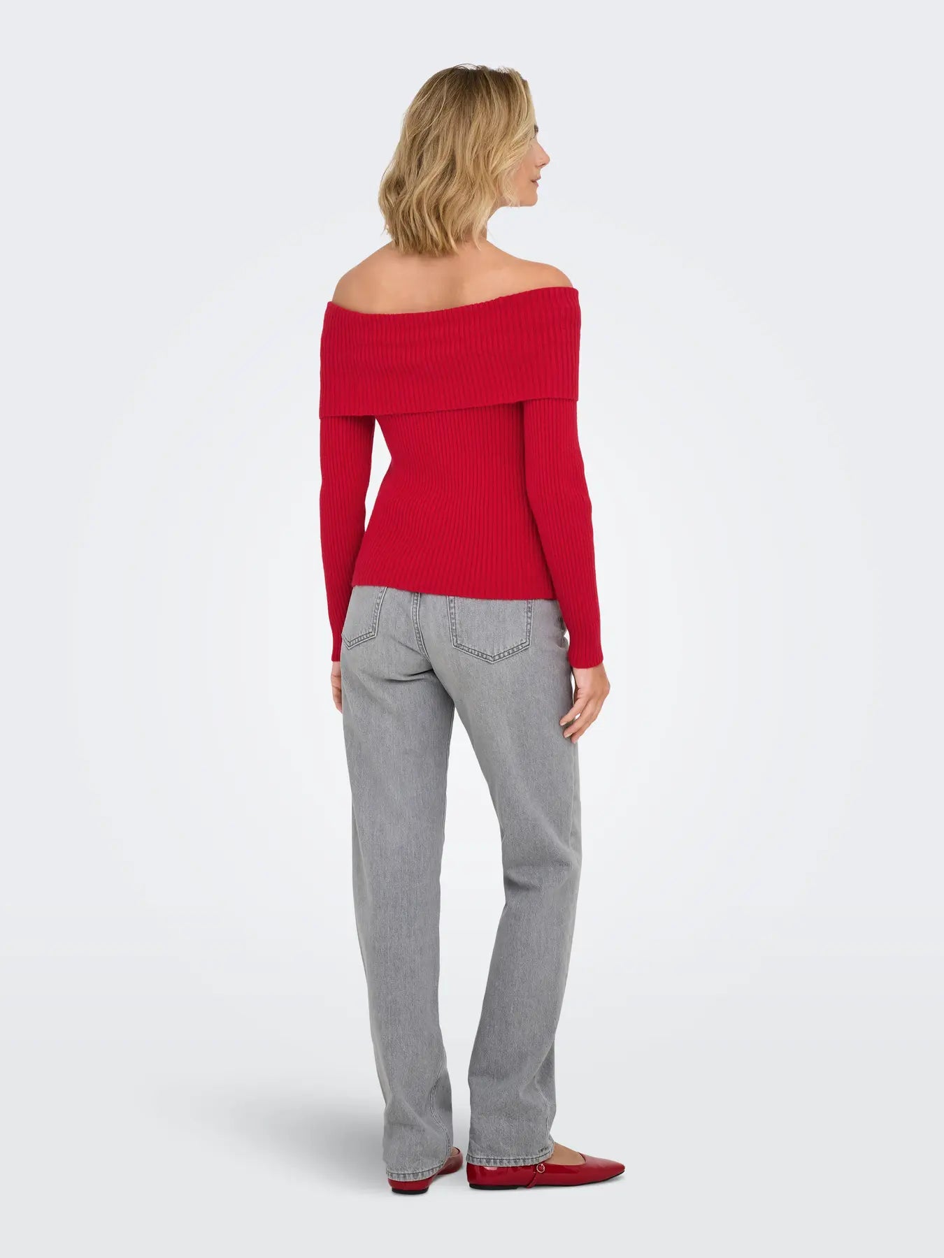 Katia Red Off-the-shoulder Knit Top