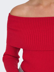 Katia Red Off-the-shoulder Knit Top